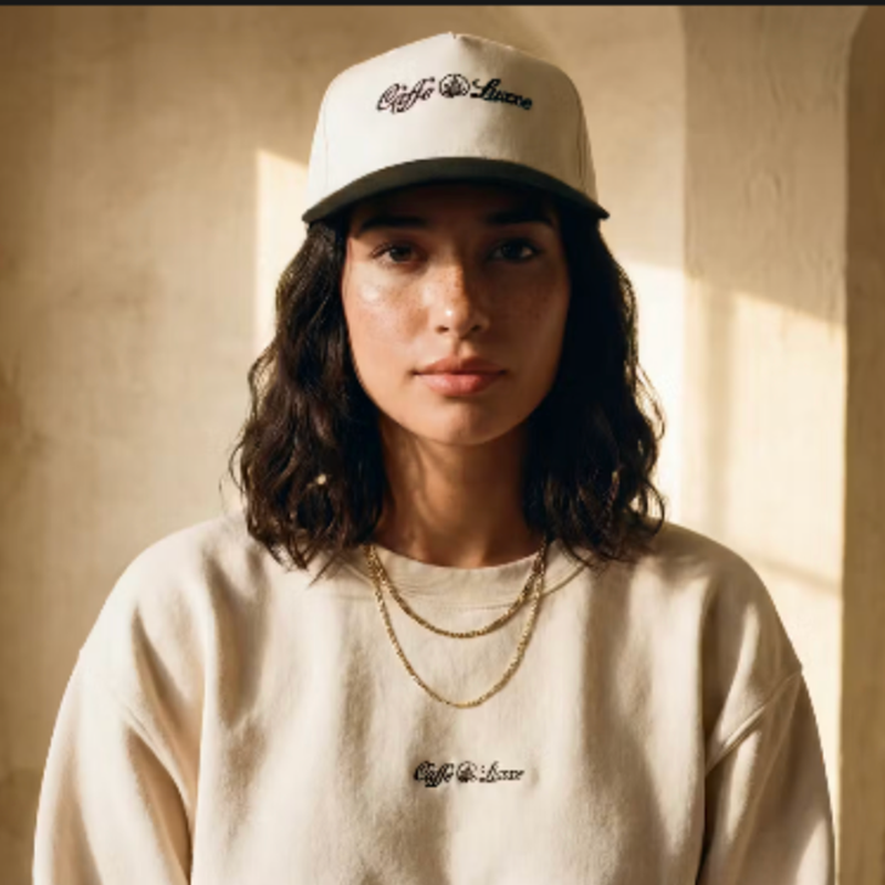 Caffe Luxxe Baseball Cap - Cream/Black 2-Tone