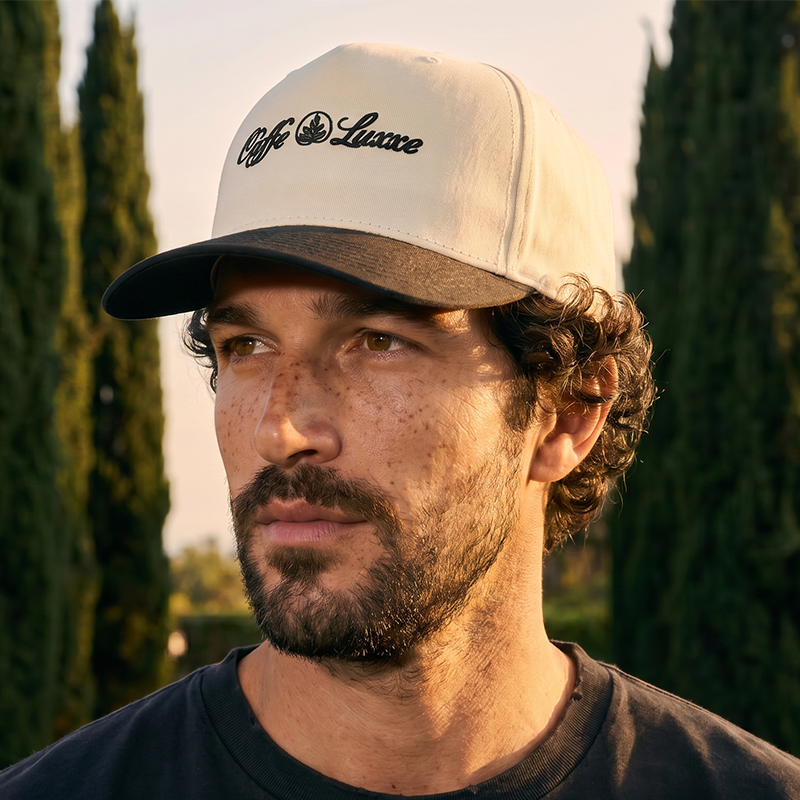 Caffe Luxxe Baseball Cap - Cream/Black 2-Tone