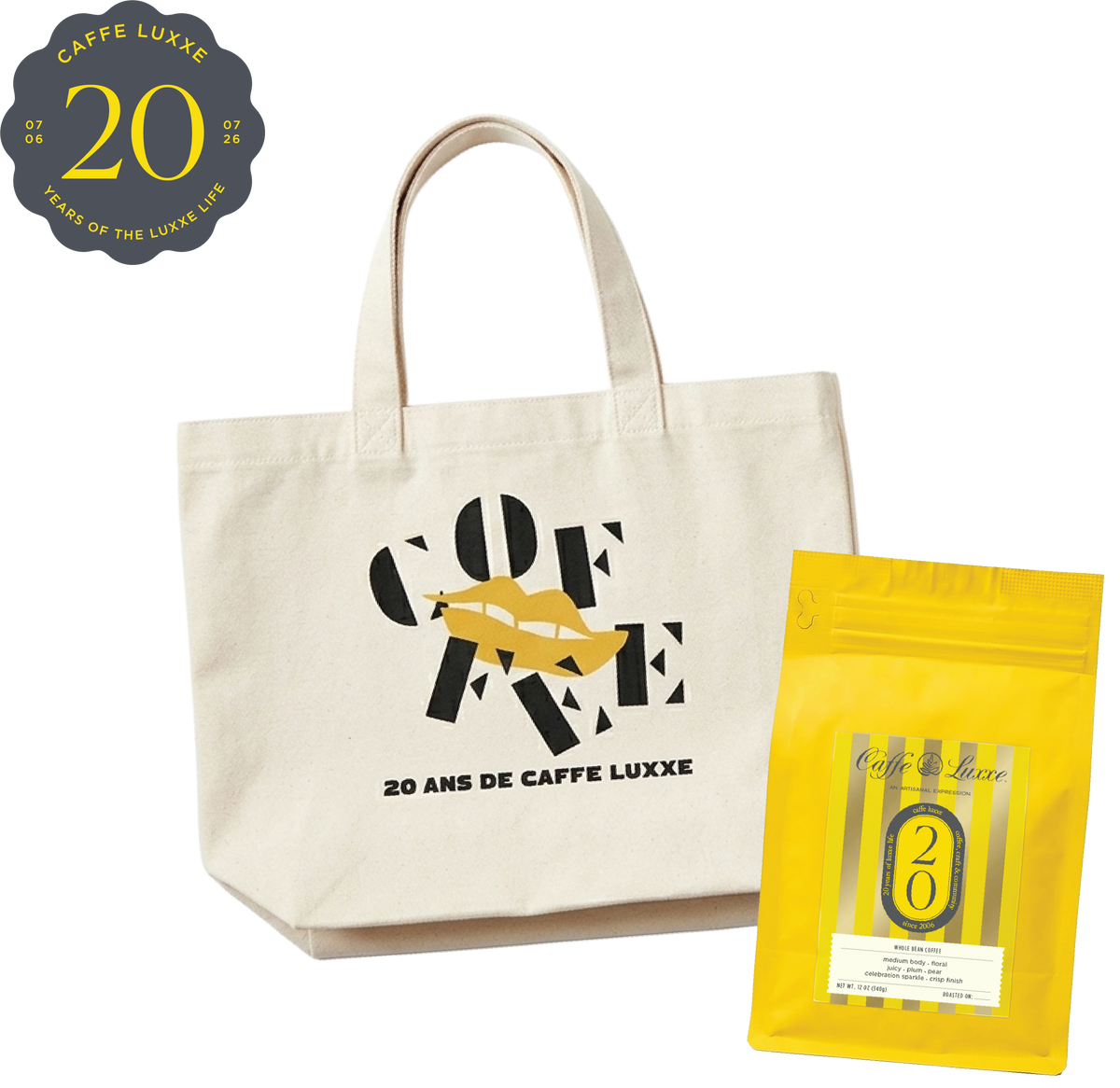 20th Anniversary LTD EDITION Coffee & Tote Set Home Caffe Luxxe