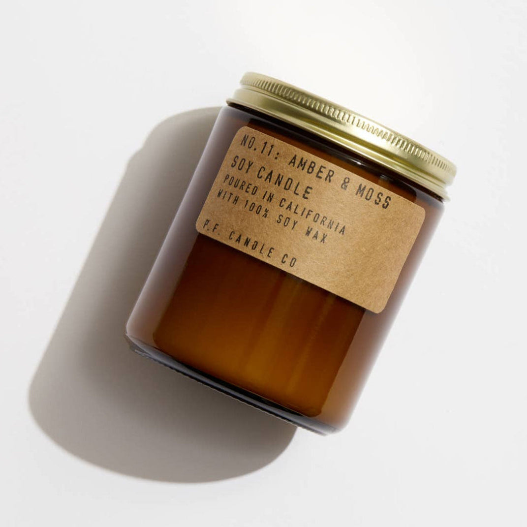 Soy candle with a label on a white background
