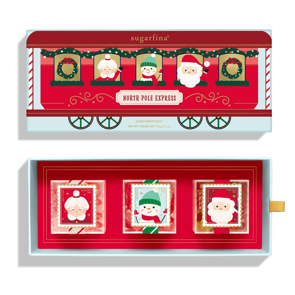 Sugarfina Santa and Friends 3 Piece Candy Bento Box